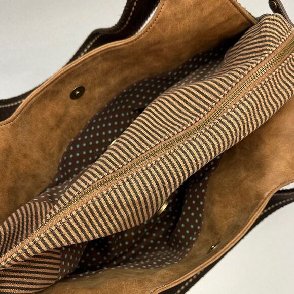 🌼 Chala Brown & Tan Shoulder Tote Bag – Stylish & Spacious 🌼 1690 - Picture 6 of 13